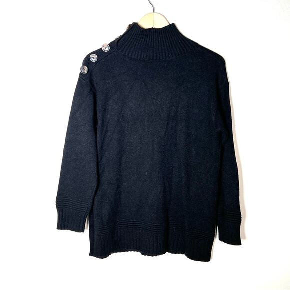 Anthropologie black mock neck sweater with button accents size small S B198 - Picture 4 of 4